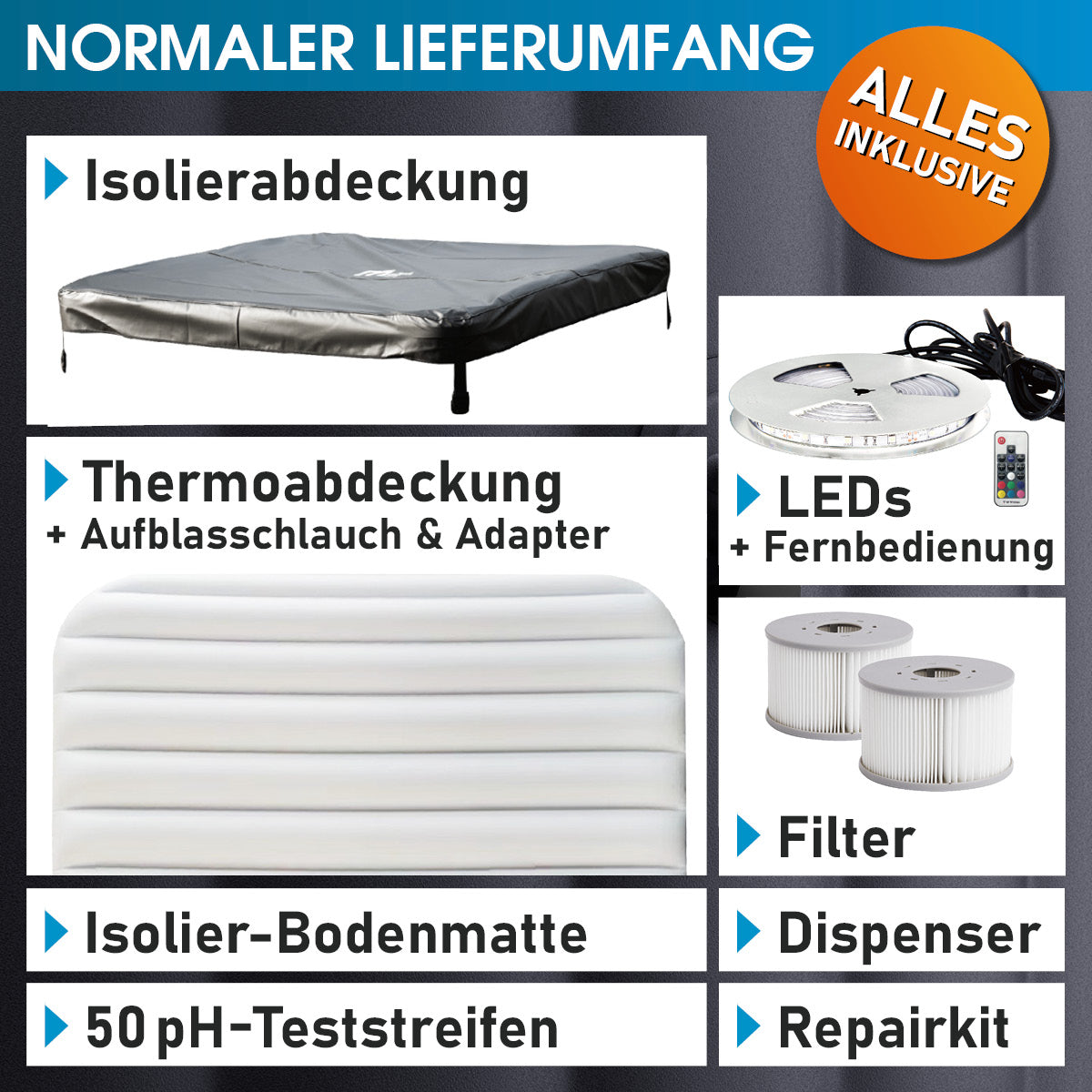 BRAST Mspa Whirlpool OSLO Maxi Set 6 Personen mit LED