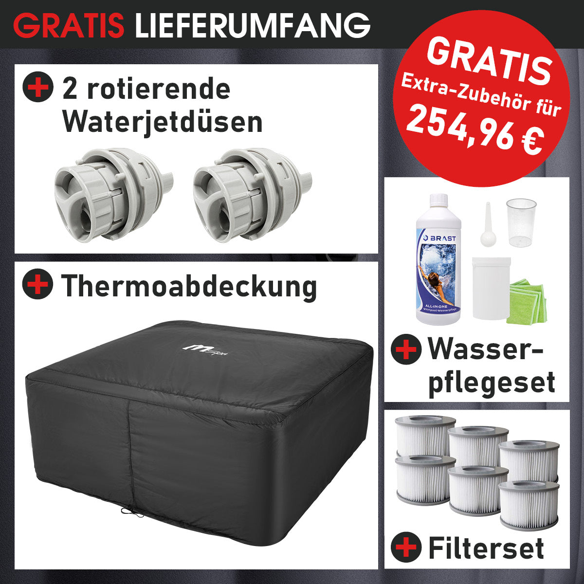 BRAST Mspa Whirlpool OSLO Maxi Set 6 Personen mit LED