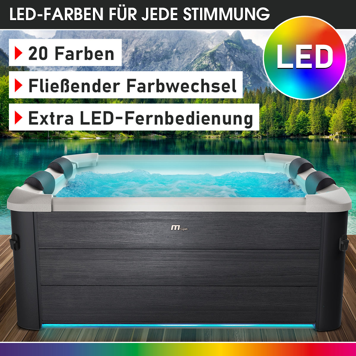 BRAST Mspa Whirlpool OSLO Maxi Set 6 Personen mit LED