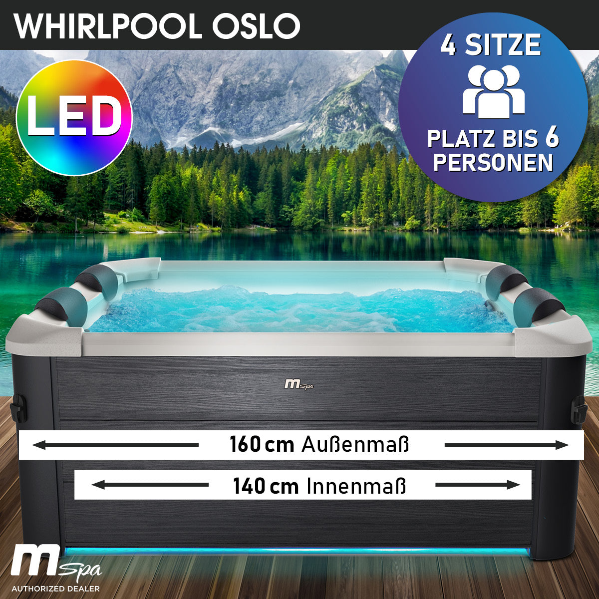 BRAST Mspa Whirlpool OSLO Maxi Set 6 Personen mit LED