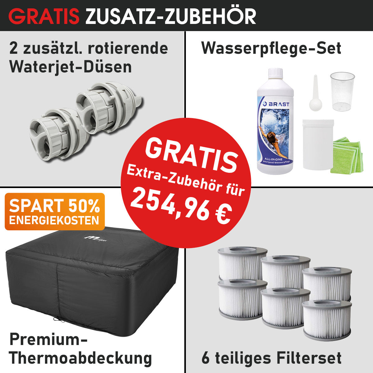 BRAST Mspa Whirlpool OSLO Maxi Set 6 Personen mit LED