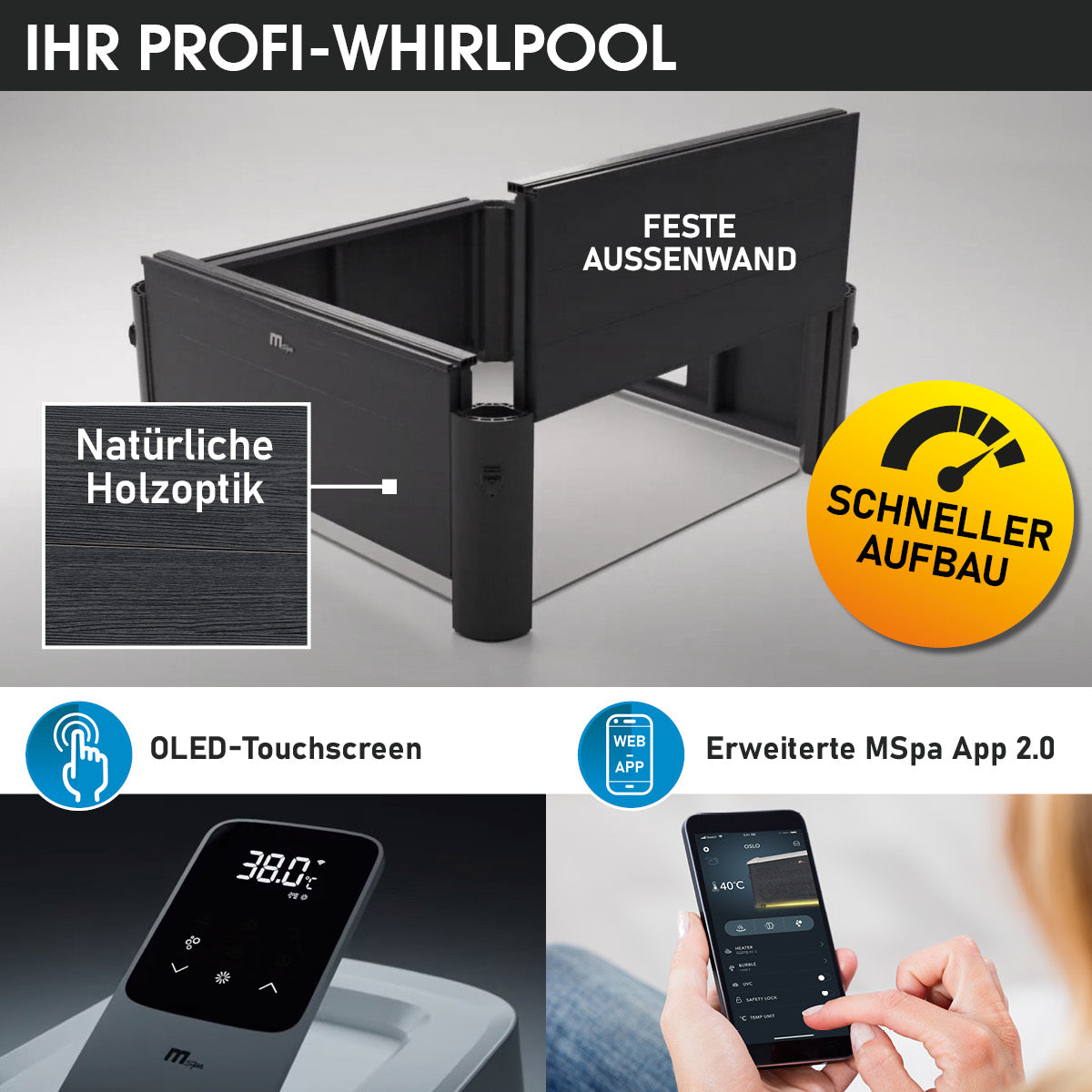 BRAST Mspa Whirlpool OSLO Maxi Set 6 Personen mit LED
