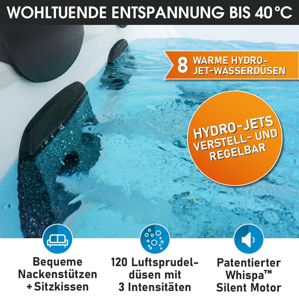 BRAST Mspa Whirlpool OSLO Maxi Set 6 Personen mit LED