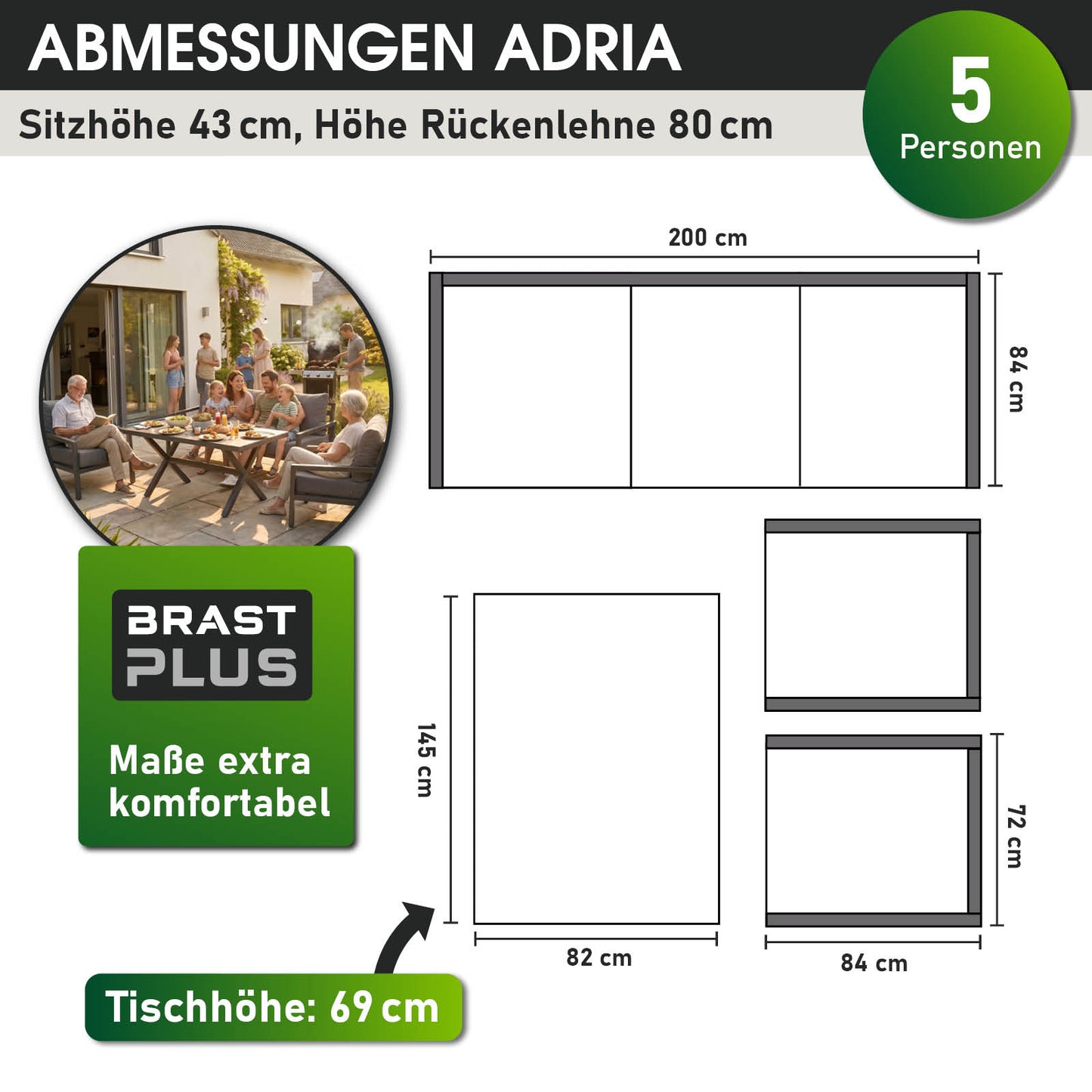 BRAST Alu Gartenmöbel Dining Set ADRIA Vista