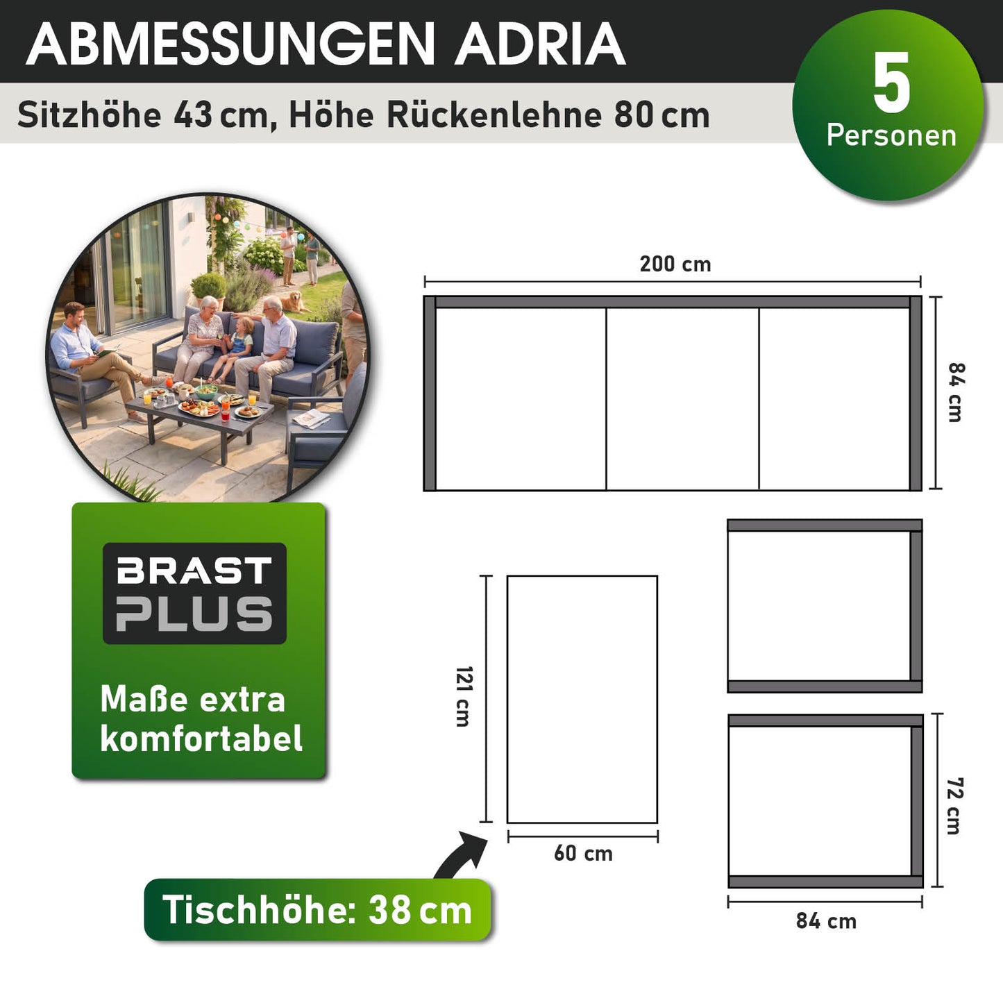 BRAST Alu Gartenmöbel Lounge Set ADRIA Casa