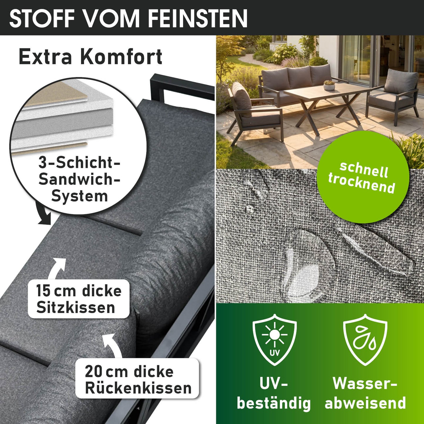 BRAST Alu Gartenmöbel Lounge Set ADRIA Casa