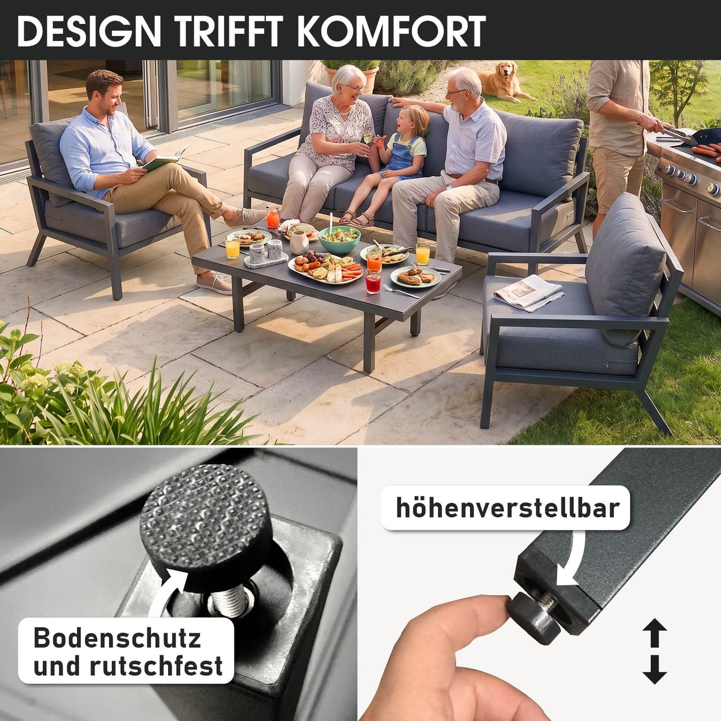 BRAST Alu Gartenmöbel Lounge Set ADRIA Casa