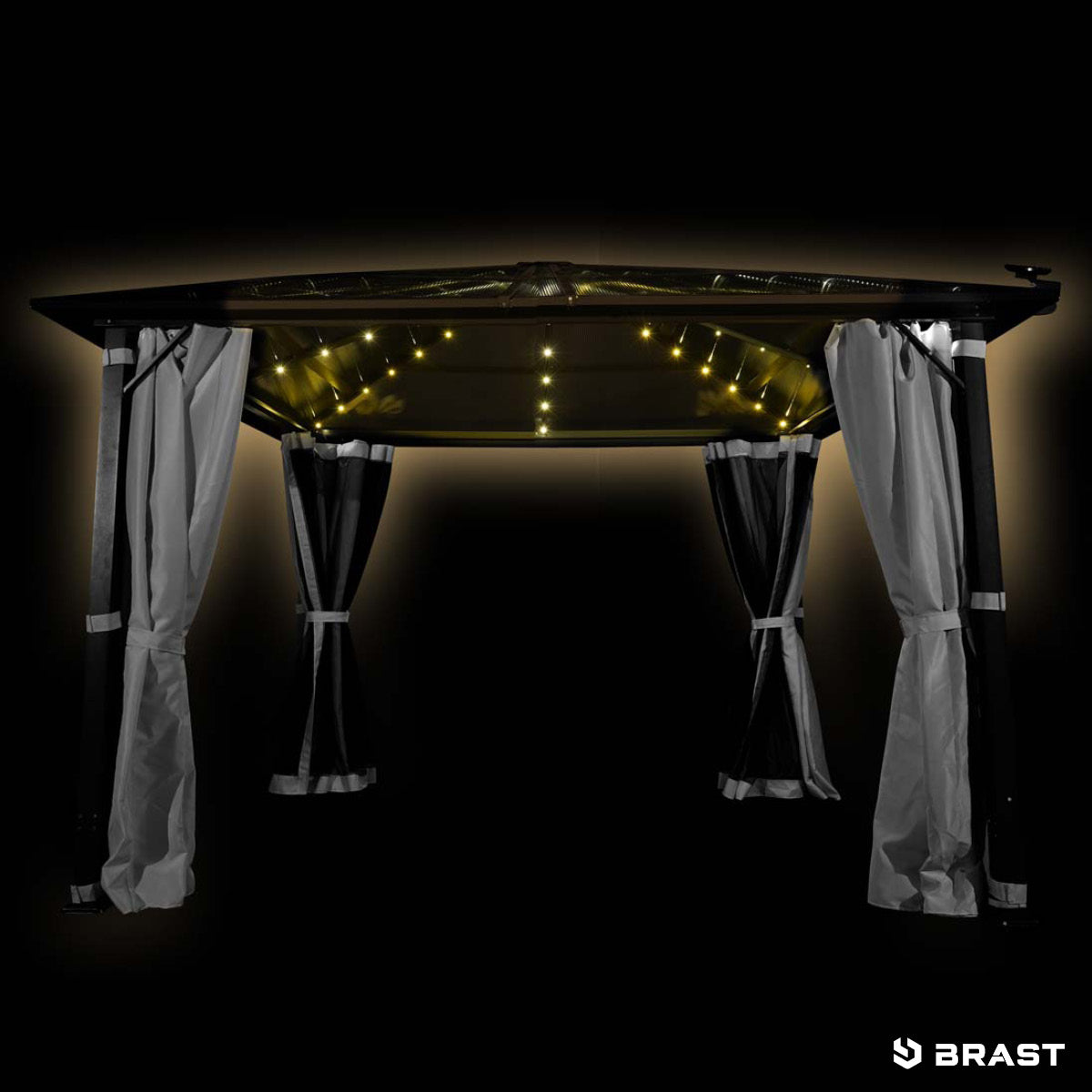 Alu Pavillon PREMIUM 3x3m grau inkl. LEDs