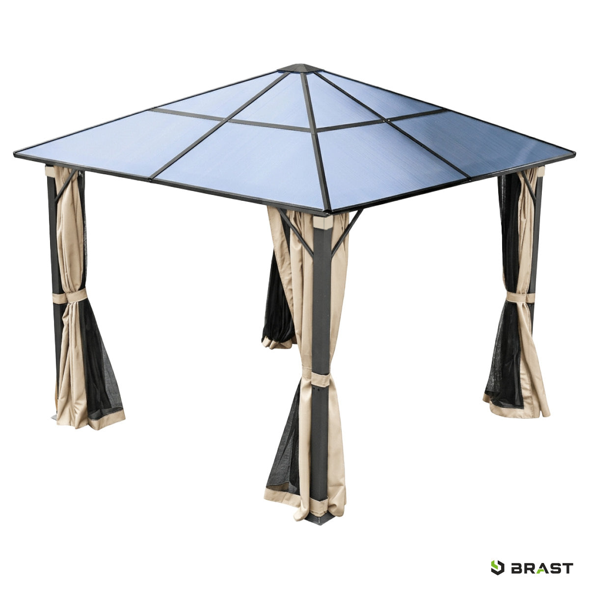 Alu Pavillon PREMIUM 3x3m beige inkl. LEDs