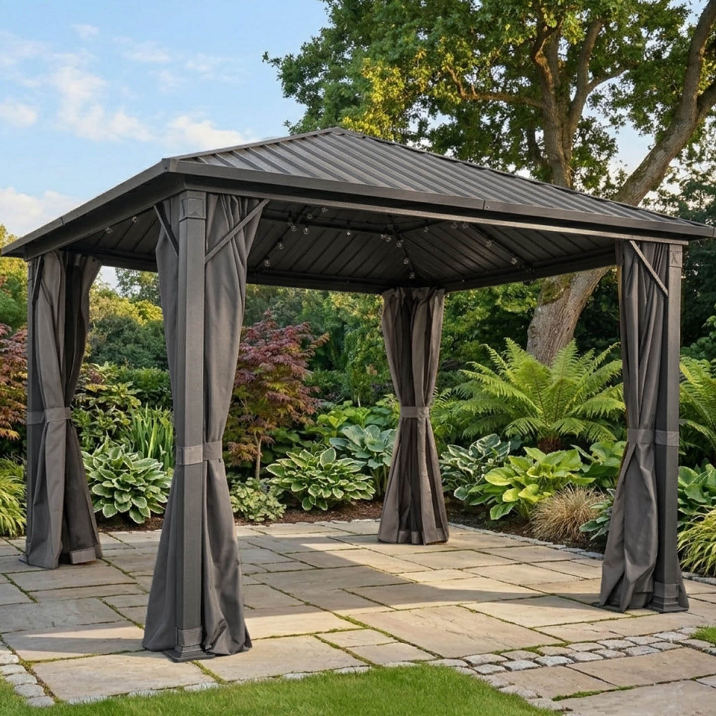 Alu Pavillon MIAMI mit Stahldach 3x3 inkl. LEDs