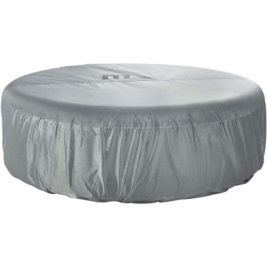 Runde silbergraue Abdeckhaube aus wasserabweisendem Material für 8-Personen-Whirlpool.