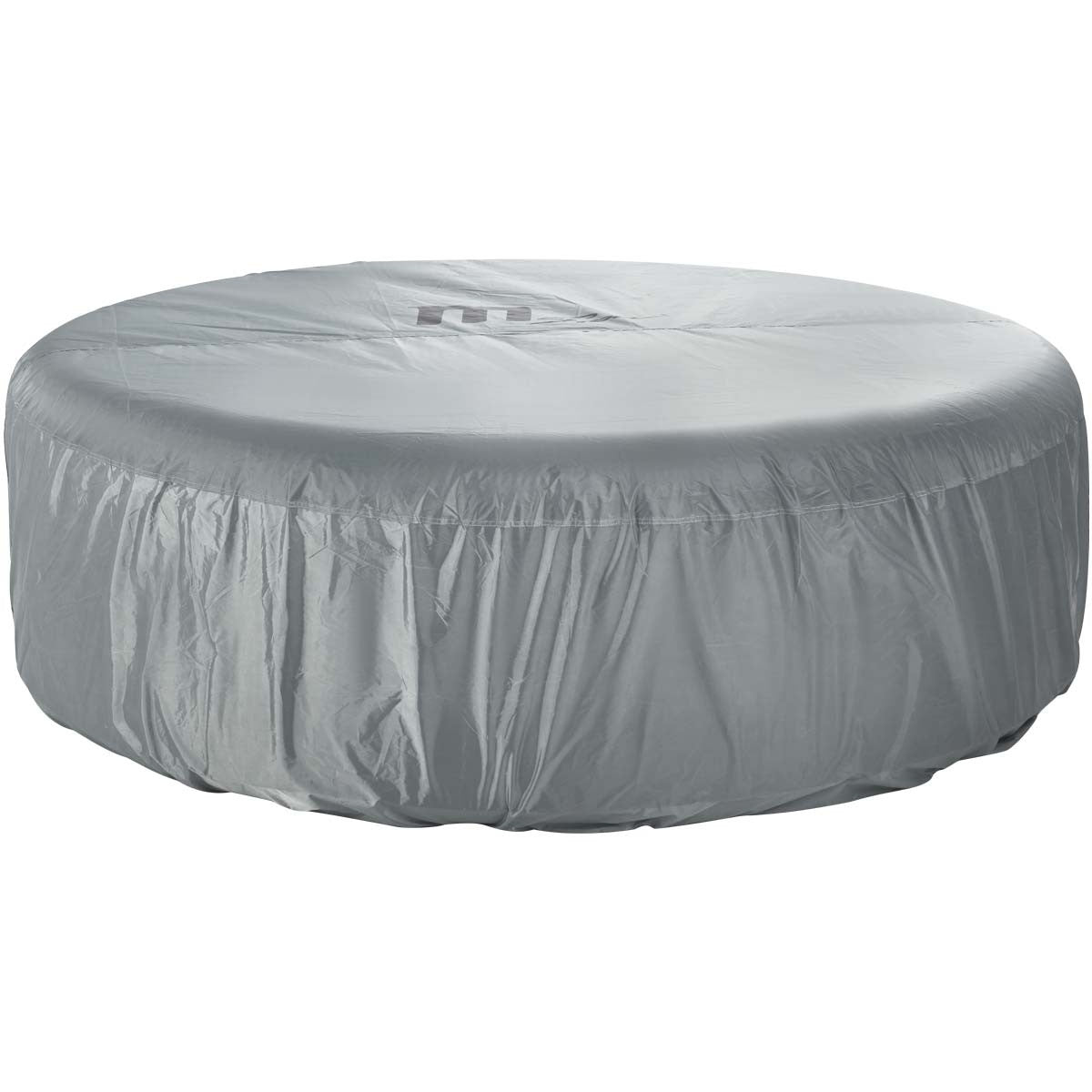 Graue runde Abdeckhaube für Whirlpool, wasserabweisendes Material, elastischer Saum, für 6 Personen, 215x70 cm.