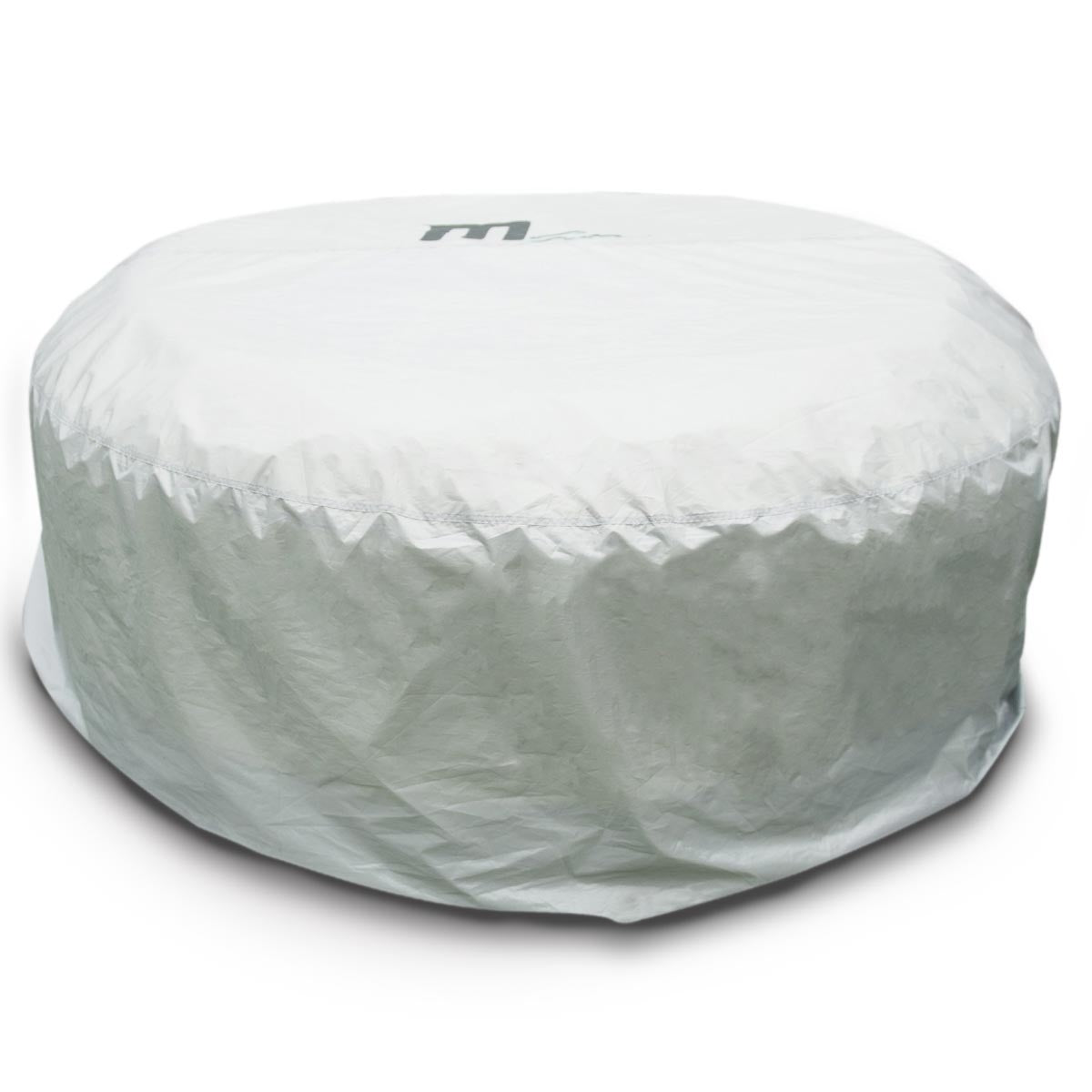 Runde weiße Abdeckhaube für 4-Personen-Whirlpool, wasserabweisendes Material, elastischer Saum.