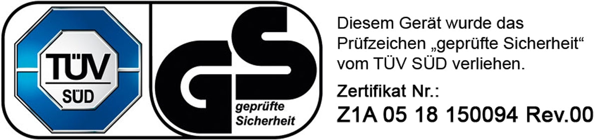 TÜV-geprüftes Prüfzeichen für aufblasbaren Whirlpool mit Sicherheitskennzeichnung.