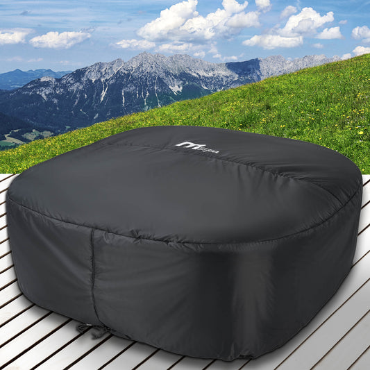 Schwarze, quadratische Thermoabdeckung für 4-Personen-Whirlpool aus robustem, wasserabweisendem Material.